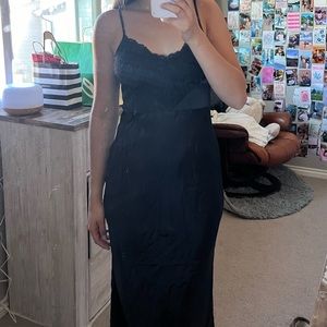 Express women’s black silk midi dress